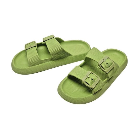 LIME GREEN Womans Beach Shower Shoes Slipper SOFT Slide Mule Slip On Bath size M - Picture 1 of 7